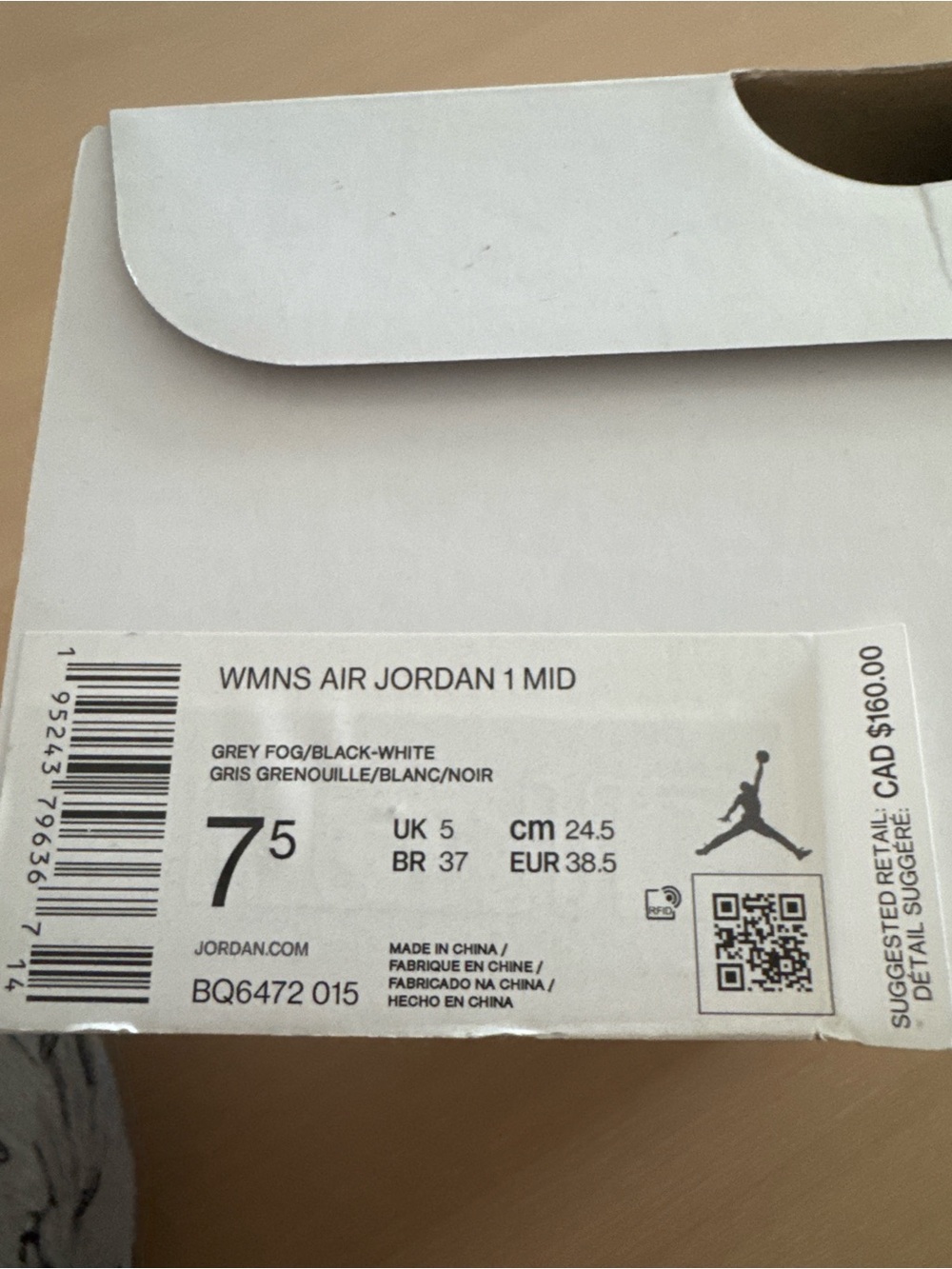 Jordan WMNS Air Jordan 1 Mid Label - Grey Fog / Black / White